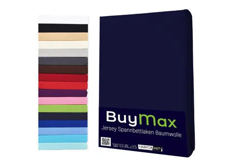Buymax Spannbettlaken Buymax Jersey aus 100% Baumwolle, Jersey, Gummizug: Rundumgummi, (1 Stück), Pflegeleicht und Atmungsaktiv in Verschiedenen Farben und Größen