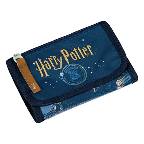 BAAGL Harry Potter Hogwarts Hals-Brieftasche für Kinder - Praktisches Kinderportemonnaie aus Polyester mit Reißverschluss und Schlüsselband. Ideal für den täglichen Gebrauch und bekannt aus Harry Potter. Maße: 10 × 14 cm (H×B), Farbe: blau.