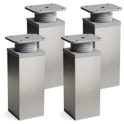 sossai® Möbelfuß Design-Möbelfüße, 4er & 8er Set, höhenverstellbar MFV1, Farbe: Inox/G, (4-St), Farbe: Inox/Grau grau 12 cm