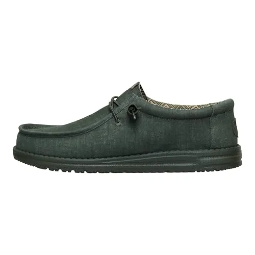 HEYDUDE Men Wally Stretch Canvas Deep Green Casual Moccasin 43 EU