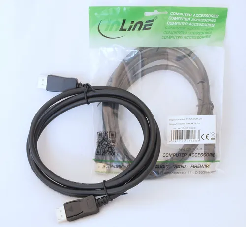 DisplayPort Kabel Display Port 4K 2m 2 Meter Verriegelung 3840x2160 60Hz Vergold