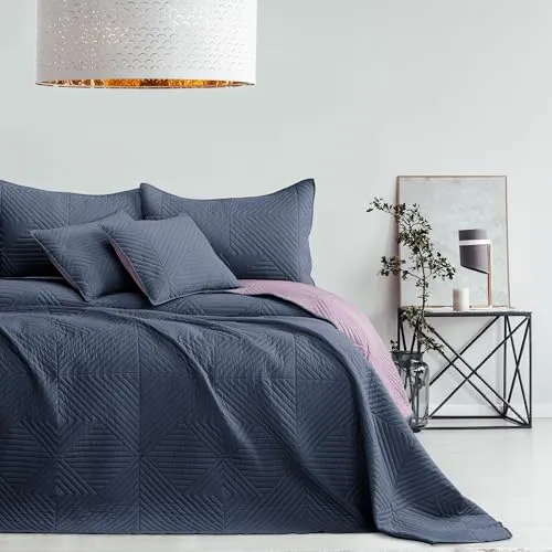 AmeliaHome Tagesdecke anthrazit Flieder 170x210 - Zweiseitige Tagesdecke in anthrazit und Flieder für stilvolle Wohnräume. Mit eleganter Ultrasonic-Steppung und ideal als Geschenk. Pflegeleicht und waschbar bei 30 Grad.