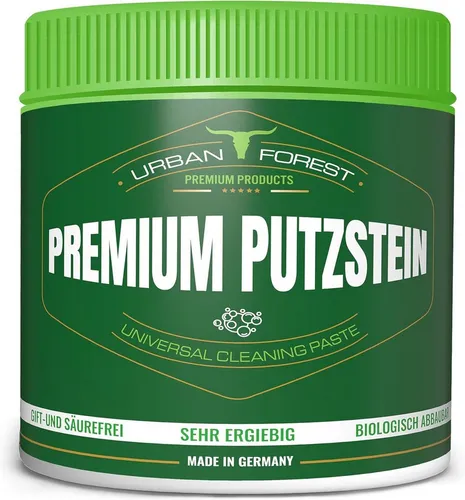 URBAN FOREST Premium Putzstein Universalreiniger 900g - Vielseitiger Allzweckreiniger für gründliche Reinigung und Pflege. Der PREMIUM PUTZSTEIN von URBAN FOREST eignet sich für nahezu alle Oberflächen und sorgt für langanhaltenden Glanz ohne chemische Zusätze.
