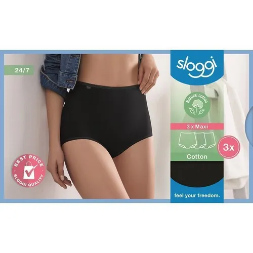 Sloggi Maxi-Slip Cotton schwarz 2er Pack Gr. 50 - Bequeme Damenunterwäsche im 2er Pack, aus hochwertiger Baumwolle für ein angenehmes Tragegefühl. Ideal für den täglichen Einsatz.