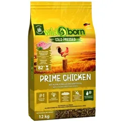 Wildborn Prime Chicken 12kg - Premium kaltgepresstes Hundefutter mit 100% Hühnchen und Bachforelle, ohne Getreide. Fördert die Verdauung durch Tausendgüldenkraut und sorgt für Vitalität und Gesundheit Ihres Hundes.