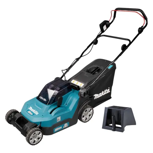 Makita DLM 382 Z Akku Rasenmäher 36 V - Akku Rasenmäher mit 38 cm Schnittbreite, 40 l Fangbox und Mulchkeil - ideal für kabelloses Mähen im Garten.