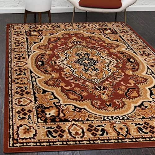 Mazovia Orientalisch Vintage Teppich - Kurzflor - Braun 250 x 350 cm - Eleganter Kurzflor-Teppich im orientalischen Stil, ideal für Wohnzimmer und Esszimmer. Hergestellt aus strapazierfähigem Polypropylen, sorgt er für eine einfache Pflege und eine angenehme Raumatmosphäre.