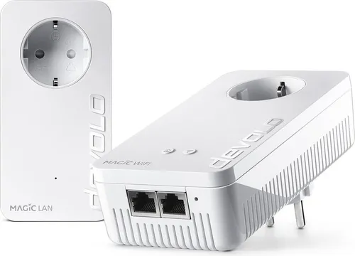devolo Magic 2 WiFi 6 Starter Kit - Powerline Adapter für schnelles WLAN über Stromleitungen, bis zu 2400 Mbit/s, ideal für raum- und etagenübergreifendes Internet.