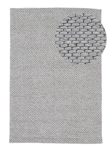 carpetfine Wollteppich Sina 120x170 cm – Weicher handgewebter Naturteppich in Grau für jeden Raum - Hochwertiger Wollteppich Sina mit 100% Wolle, langlebig und pflegeleicht. Ideal für Wohnzimmer, Schlafzimmer und Kinderzimmer. Schafft eine gemütliche Atmosphäre und ist auch für Fußbodenheizungen geeignet.