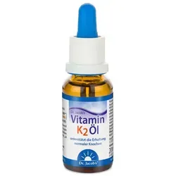 Dr. Jacob's Vitamin K2 Öl Alltrans MK7 640 Tropfen vegan - Nahrungsergänzungsmittel mit 640 Tropfen, unterstützt die Knochengesundheit durch synergistische Wirkung von Vitamin K2 und D3.