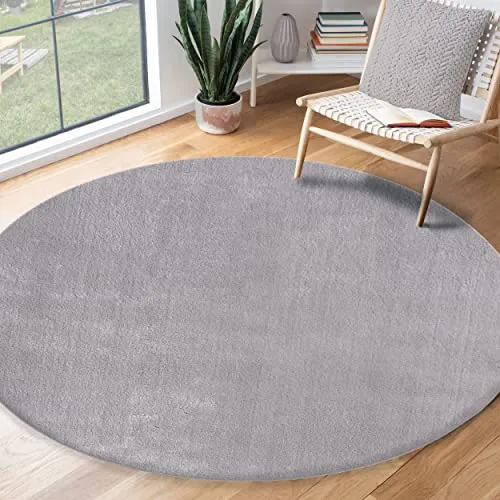 the carpet Relax Moderner Flauschiger Kurzflor Teppich, Grau, 200 x 200 cm - Teppich mit Anti-Rutsch Unterseite, waschbar bis 30 Grad und super soft in Felloptik - ideal für Wohnzimmer, Schlafzimmer oder Flur.