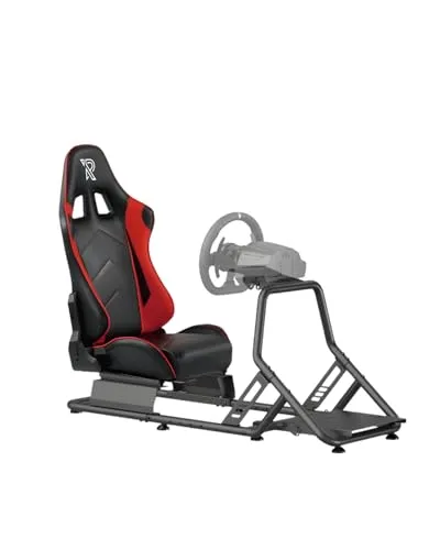 Ranqer Gaming-Stuhl Racing Simulator - Sim-Racing Cockpit für PC und Konsolen, verstellbarer Sitz und stylisches PU-Leder in Schwarz