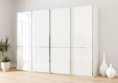 Musterring Schwebetürenschrank Imola W inkl. Einlegeböden und Kleiderstangen, mit Glastüren und Aufleistungen