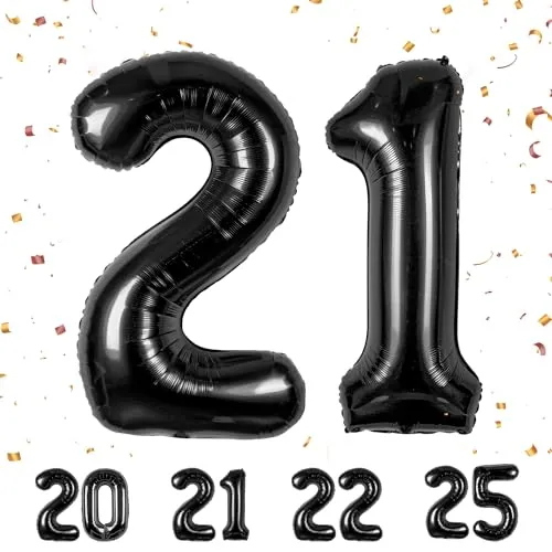 Geburtstag zahlen luftballon 21 jahre | Folienballon Schwarz- Folienballon in 40"-101cm Geburtstagsdeko - Ballon Zahl Deko zum Geburtstag fliegt mit Helium für Mann Frauen 21.Geburtstags
