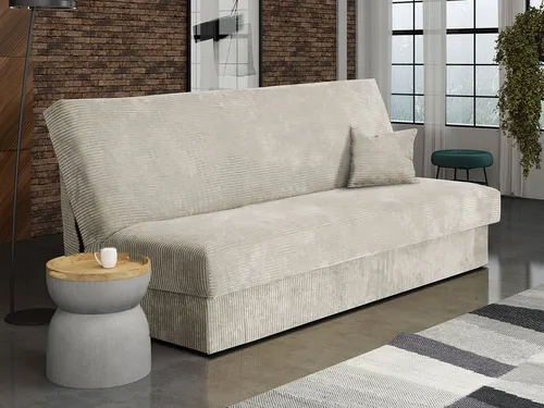 Schlafsofa Adela Mini Cord mit Bettkasten – 3-Sitzer Couch mit Schlaffunktion - Sofas & Couches – Elegantes Schlafsofa mit Bettkasten und absolut ebener Schlaffläche von 175x105 cm, ideal für Gäste. Kissen inklusive, Montage selbstständig.