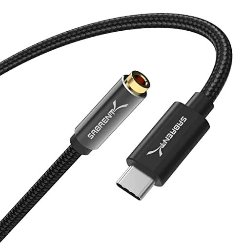 Sabrent USB-C auf kopfhörer | USB TYP C auf Klinke 3,5 mm | USB Externe Soundkarte | Audio zu USB Adapter | USB soundkart konverter for Samsung Galaxy, PS4, PS5, Windows und Mac, 50cm Kabel (CB-UC35)