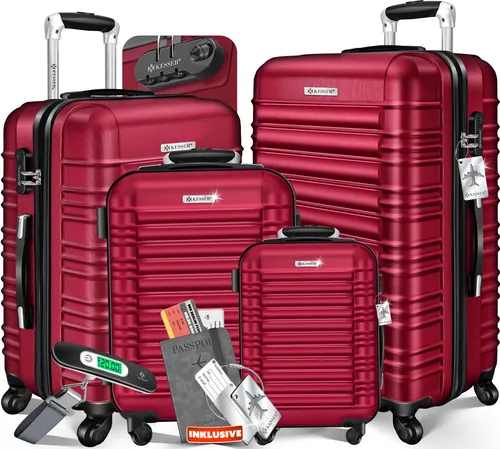 KESSER 4tlg. Hartschalenkofferset - Reisekoffer Set mit Kofferwaage und Gepäckanhänger, leicht und strapazierfähig für müheloses Reisen