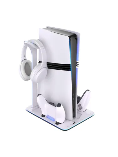 FIXED Multifunctional Stand für PS5 (Pro/Slim) mit Lüfter & Ladefunktion - Ständer für PS5 Slim und Pro, inkl. Ladestation für 2 Controller, aktive Kühlung, Kopfhörerhalterung und RGB-Beleuchtung. Ideal für Gamer, die Ordnung und Funktionalität schätzen.