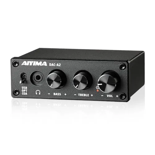 AIYIMA DAC A2 Kopfhörer-Verstärker - Kopfhörer Verstärker mit 24Bits 192KHz Unterstützung, ideal für Gaming und Büro, bietet exzellenten Klang dank Hochleistungs-Operationsverstärker NE5532 und mehreren Audio-Eingangsmodi.
