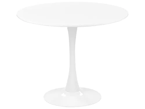 Esstisch weiß 90 cm rund MDF-Platte Metall Boca - Esszimmertisch in modernem, rundem Design aus pflegeleichtem MDF, ideal für elegante Innenräume. Langlebig und einfach zu montieren, sorgt für eine schicke Atmosphäre.