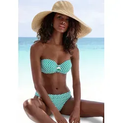 JETTE Bügel-Bandeau-Bikini, Damen Gr. 44, Cup D, grün-weiß - Stylischer Bügel-Bandeau-Bikini von JETTE mit abnehmbaren Trägern und schickem Schmuckdekor. Ideal für den Strand und sorgt für perfekten Halt.