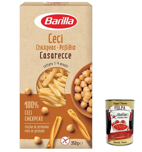 3x Barilla Caserecce di Ceci, Kichererbse Pasta Glutenfrei 250g+Polpa 400g