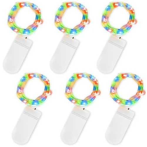 Jsdoin LED Mini Lichterkette mit Batterie, 6x20er Micro Lichterkette außen Batterie, 2M DIY kleine Lichterketten Wasserdicht für Party Hochzeit Weihnachten Beleuchtung Deko (Mehrfarbig, 6 Pack)
