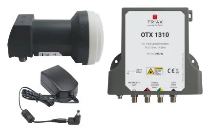 Triax optischer Sender + Wideband LNB OTX 1310 Kit - Heimkino & TV Empfangstechnik: Komplettes OTX 1310 SAT Fibre Optic Headend Kit für hochwertige Signalübertragung und optimale Empfangsqualität.