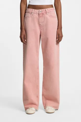 HUGO Loose-fit-Jeans Gamala mit ausgefranstem Saum, Baggy-Fit