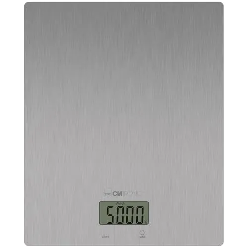 Clatronic® Küchenwaage digital | 1gr. Schritte bis 5kg | mit Cup Angabe (Tassen) | ideal für Trend-Rezepte | extra flach | Tara Funktion | Edelstahl | Kitchen Scale | Küchenwage KW 3821