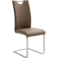 Novel Schwingstuhl in Cappuccino - Eleganter Freischwinger aus Edelstahl - Stühle für Esszimmer, dieser Schwingstuhl kombiniert zeitloses Design mit federndem Komfort durch ein stabiles Flachrohrgestell. Der Bezug im Lederlook sorgt für stilvolle Akzente.