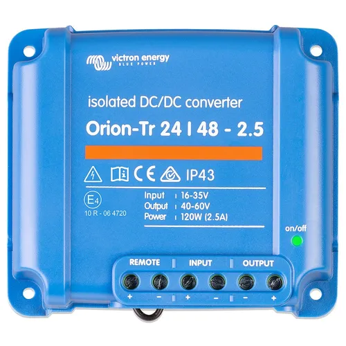 Victron Energy DC/DC Wandler Orion-Tr isoliert 24/48 2.5 A - Solarenergie-Zubehör mit 120 W Leistung, ideal für die Umwandlung von 24V auf 48V, perfekt für effiziente Solarinstallationen.