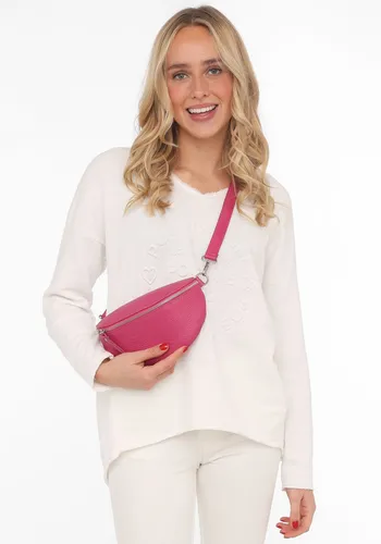 Zwillingsherz Umhängetasche Crossbody Bag aus Leder - Stylische Umhängetasche aus hochwertigem Rindsleder in Pink, mit praktischem Reißverschluss und trendigen Fransen – ideal für jeden Anlass.