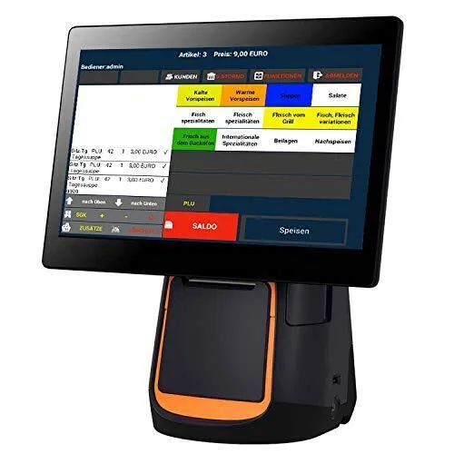 14" All-in-One Kasse KIOSK HANDEL IMBISS - Card-Reader mit integriertem Bondrucker und Kassensoftware, ideal für effiziente Verkaufsabwicklungen im Handel und Imbiss.
