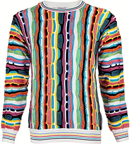 Cascallo Strickpullover Nicky - Bunter Designer Rundhals-Pullover mit 3D-Effekten - Einzigartiger Herrenpullover mit innovativem 3D-Design, ideal für jede Gelegenheit. Hergestellt aus hochwertigen Garnen, angenehm zu tragen und pflegeleicht. Perfekt kombinierbar mit Jeans oder Chinohosen.