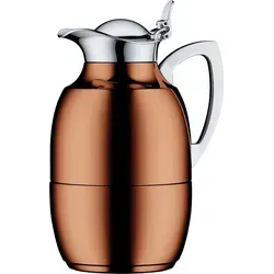 alfi Juwel Isolierkanne 1,0l Kupfer – Hochwertige Thermokanne - Thermobehälter mit alfiDur Glaseinsatz, hält 12 Stunden heiß und 24 Stunden kalt. Ergonomisches Ausgießsystem für komfortables, einhändiges Einschenken.