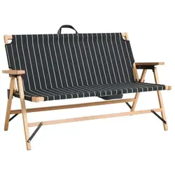 Hay Outdoor Market Folding Sofa Black with beige stripe