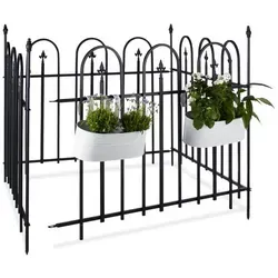 Gartenzaun metall - Antik Stil Dekozaun in Anthrazit - Gartenzäune aus wetterfestem Schmiedeeisen, ideal für stilvolle Gartenumrandungen und gleichzeitig robust und langlebig.