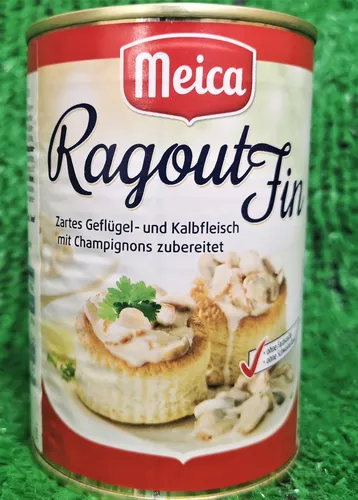 Meica Ragout Fin Zartes Geflügel und Kalbfleisch 400g Dose - Fleisch- & Geflügelkonserven, zartes Ragout aus hochwertigem Geflügel und Kalbfleisch – ideal für schnelle und schmackhafte Gerichte.