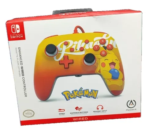 Kabelgebundener PowerA Controller für Nintendo Switch – Oran Berry Pikachu - Controller für Nintendo Switch mit 3,5-mm-Audiobuchse und programmierbaren Tasten für erweitertes Gameplay. Offiziell lizenziert und ohne Akkus, ideal für lange Gaming-Sessions.