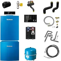 Buderus GB212 Logaplus Gas-Brennwert Heizungspaket K59 mit liegendem Warmwasserspeicher L135, Regelgerät & Zubehör - 30 kW - 7739610398