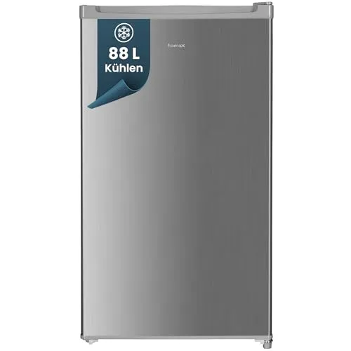 homeX Kühlschrank CS1016-S - Kompakter Tischkühlschrank mit 88 Litern Volumen, leise (39 dB) und energieeffizient (E), ideal für kleine Räume oder Büros.