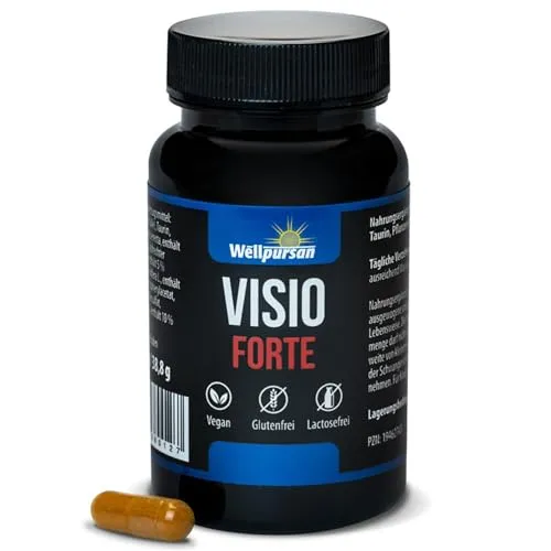 Wellpursan Visio forte – 1 x 60 Kapseln) Hochdosierte Augenvitamine & Augen Kapseln für verbesserte Sehkraft und Augengesundheit – Ideal für 50+ – Augenvital & Augenwohl