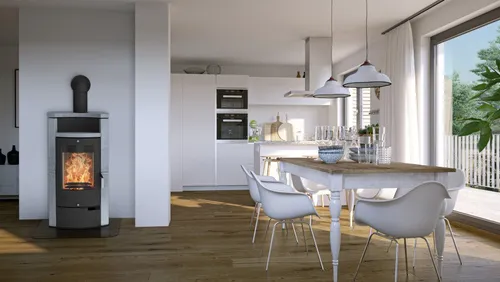 Fireplace Eckkaminofen Hamburg Speckstein 8kW - Kaminofen aus Speckstein mit 8kW Leistung, ideal für gemütliche Wärme und modernes Design in Ihrem Wohnraum.