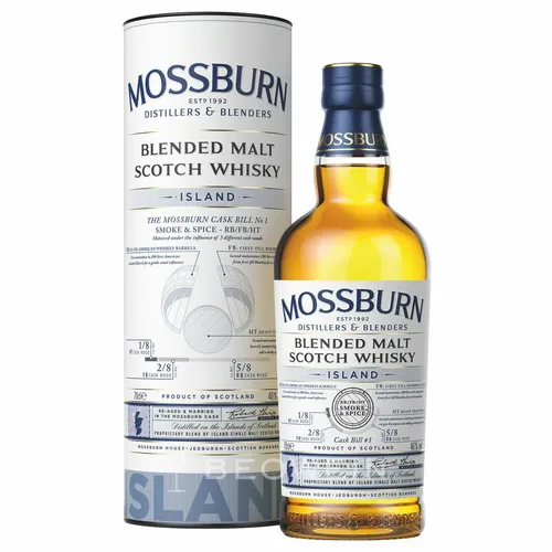 Mossburn ISLAND Blended Malt Scotch Whisky 46% Vol. 0,7l - Whisky, ausdrucksstarker Blended Malt mit maritimen Aromen und spezieller Fassreifung in stilvoller Geschenkbox – ideal für Genießer!