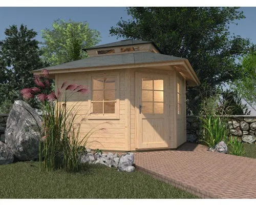 weka Gartenhaus 149 5-Eck mit Dachaufsatz - Gartenhaus, stilvolles 5-Eck-Design mit Dachaufsatz für zusätzlichen Stauraum und ansprechende Optik im Garten.