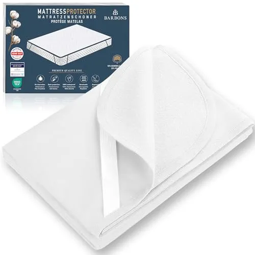 BARBONS Matratzenschoner 60x120 cm - Oeko-TEX Zertifiziert - Matratzenauflage aus atmungsaktiver Baumwolle, wasserdicht und schadstofffrei, idealer Nässeschutz für Babybetten und Allergiker.
