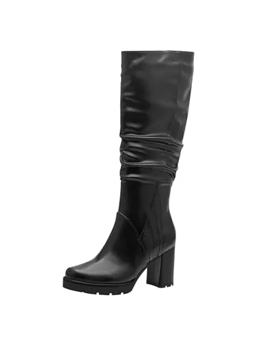 MARCO TOZZI Damen Hohe Stiefel mit Absatz Kniehoch mit Blockabsatz, Schwarz (Black), 37 EU