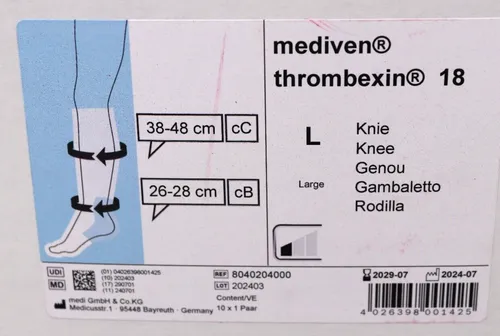 Paar Kompressionsstrümpfe medi mediven thrombexin 18 Kniestrumpf Gr. L 1
