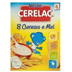 CERELAC Milchbrei 8 Cereais mit Honig - Vielseitige Zubereitung für Milchbrei mit 8 hochwertigen Getreidesorten und Honig. Ideal für Babys ab dem 6. Monat, unterstützt die Geschmacksvielfalt. Box mit 250g für einfache Zubereitung.